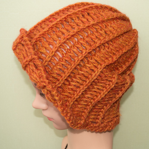 かぎ針編みオレンジニット帽