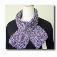 グレイｘ紫ゴム編みミニマフラー